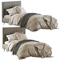 Cozy Kids Bed with Soft Bedding Pillows and Warm Blanket Headboard Design