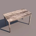 Rustic Vintage Wooden Table With Distressed Wood Surface And Sturdy Legs