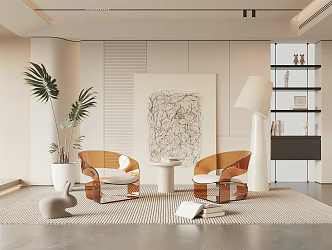 Modern leisure table and chair combination leisure chair 3d model