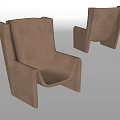 Modern Minimalist Brown Single Sofa With Sleek Lines And Soft Fabric 3d model