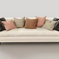 White Multi Seat Sofa With Colorful Throw Pillows In Modern Design 3d model