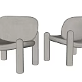 Light Gray Modern Minimalist Single Sofa With Round Backrest And Cylindrical Legs
