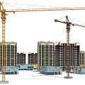 Modern construction site crane tower crane 3d model