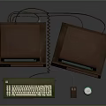Vintage Computer Setup With Monitors Towers Keyboard Mouse And Drink Can