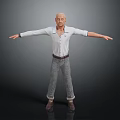 Man Wearing White Shirt Gray Plaid Pants With Brown Belt And Shoes