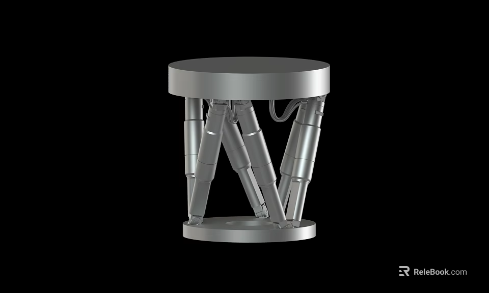 Silver Circular Top Mechanical Support Structure With Multiple Metal Legs 3d model 