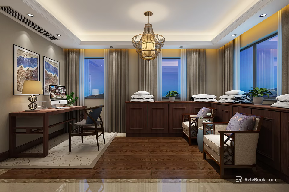 Modern Monitoring Room Interior With Multiple Screens Console And Office Chairs 3d model 