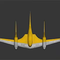 Yellow Blue Concept Aircraft Design With Multiple Wings And Silver Engines On Dark Background