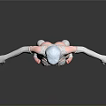 3D Female Character Model Wearing White Strappy Outfit With Short Hair And Gray Background