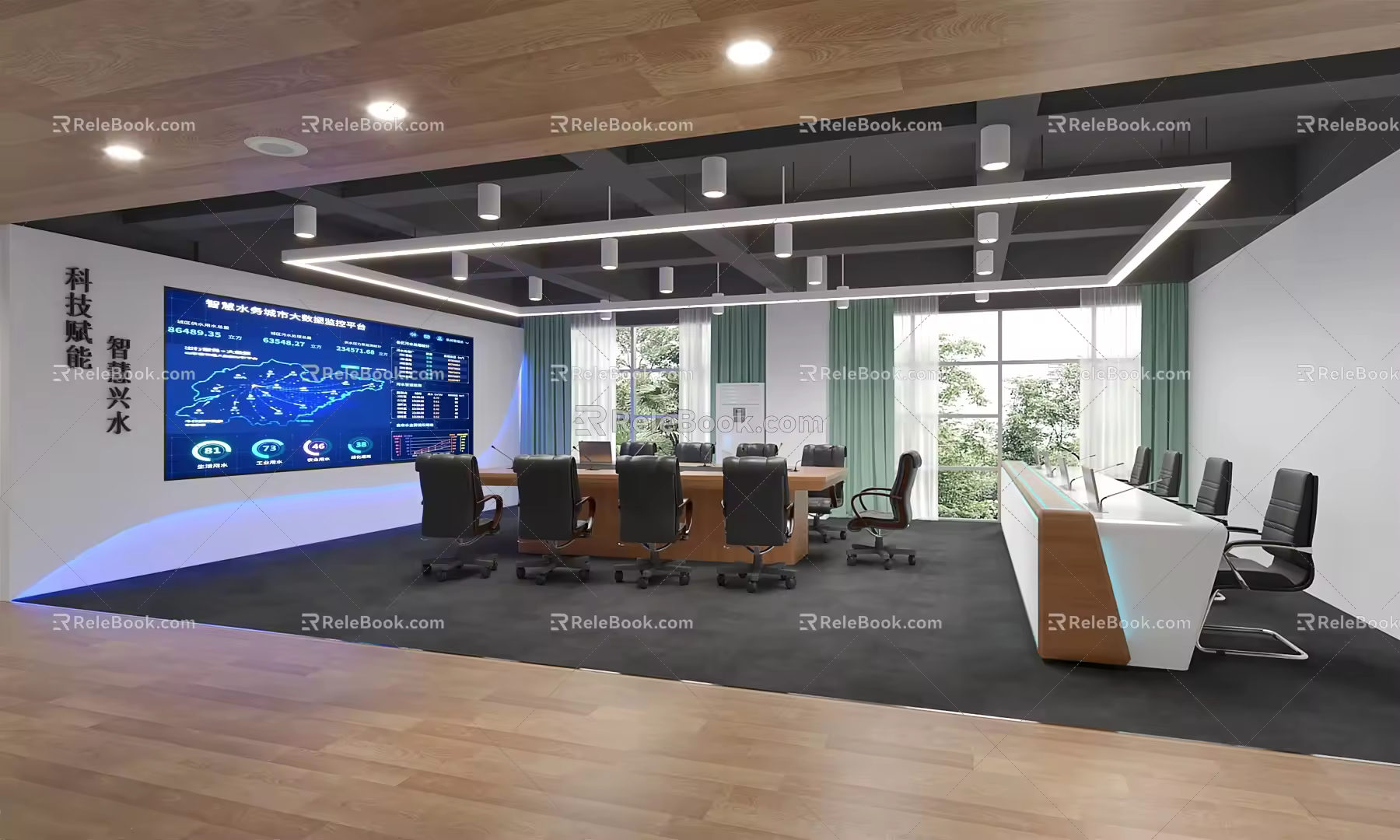 Data monitoring room Modern monitoring room 3d model