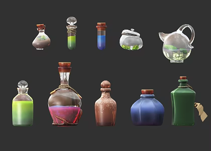 Magic Bottle Experiment Test Tube Magic Props Game Props Magic Potion Magic Props Magic Potion Bottle Recovery Potion Glass Bottle Blood Bottle Game Blood 3d model