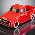 Vintage Red Pickup Truck With Single Cab White Wheels And Classic Design