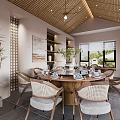 Private Dining Room Interior With Wooden Table And Modern Decor