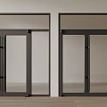 Modern Glass Double Doors With Black Frame In Interior Design And Wooden Floor