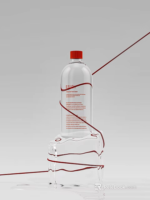 Refreshing Beverage In Transparent Bottle With Red Cap And ESQUIRE Red Label On White Base 3d model 