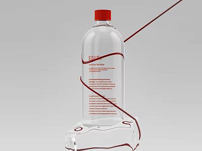 Refreshing Beverage In Transparent Bottle With Red Cap And ESQUIRE Red Label On White Base 3d model