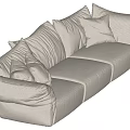 Modern Light Gray Corduroy Sectional Sofa With Plush Cushions And Multiple Pillows 3d model