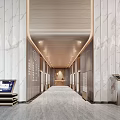 Modern Elevator Hallway Interior Design With Marble Walls And Digital 3d model