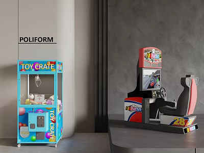 Colorful Toy Crate Claw Machine And Arcade Racing Game Machine For Indoor Entertainment Areas 3d model