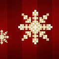Pixel Art Gold Snowflakes With Decorative Design On Red Background