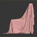 Stylish Pink Cloth Covered Chair With Wavy Line Pattern Design