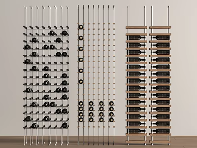 Modern Wine Rack Storage Design With Metal And Wooden Frame For Home Decor 3d model