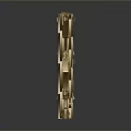 Golden Metal Mechanical Component With Elongated Shape And Reflective Surface Grooves And Holes
