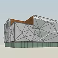 Modern Geometric Museum Building With Steel Frame Glass Facade And Unique Structure