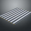 Modern Decorative Black and White Striped Rug with Golden Trim on Edges