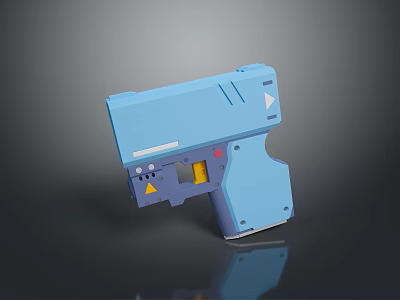 Blue Handheld Weapon Featuring Yellow Component And Modern Ergonomic Design Structure 3d model