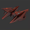 Two Red Sci Fi Vehicles Featuring Geometric Sharp Edges And Glossy Exterior 3d model