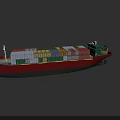 Red Container Ship Carrying Colorful Cargo Containers on Open Sea
