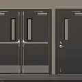 Black Modern Security Double And Single Doors With Glass Panel Design