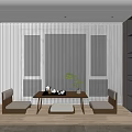 Modern Tea Room Interior Design With Wooden Table Floor Cushions Potted Plant And Window Blinds