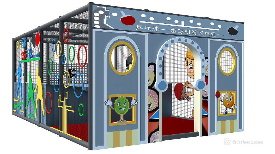 Shopping Mall Kids Play Store With Colorful Play Structure And Cartoon Decorations 3d model 