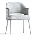 Modern Upholstered Dining Chair With Beige Fabric Seat And Wooden Armrests