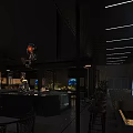 Modern Terrace Bar With Fire Pit Large Screen Comfortable Seating and Nighttime Ambiance