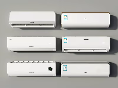 Multiple White Wall Mounted Air Conditioner Fan Units With Modern Design And Efficient Cooling 3d model