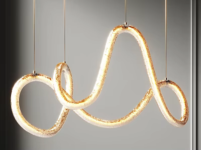 Modern Curved Ring Gold Luminous Hanging Chandelier for Decorative Ceiling Light 3d model