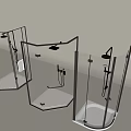 Modern Shower Head Designs In Transparent Glass Shower Enclosures With Various Shapes