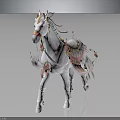 White Mythical Unicorn With Gold Pink Ornamental Decorations And Flowing Mane 3d model