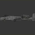 Military Twin Engine Attack Aircraft With Gray Paint And Detailed Wing Structure Design
