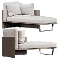 Modern Light Gray Sofa Bench With Soft Cushions And Minimalist Metal Frame 3d model