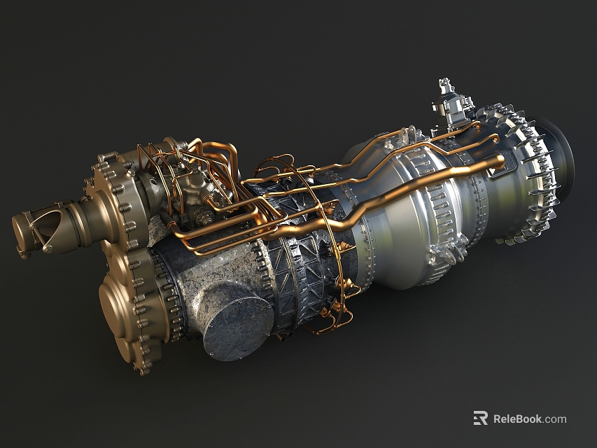 High Performance Industrial Engine With Metallic Components Copper Pipes And Complex Structure 3d model 