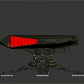 Camouflaged Military Weapon With Support Structure And Orange Targeting Panels 3d model
