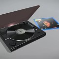 High Quality Turntable Audio Equipment with Open Lid and Vinyl Record Album Cover