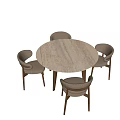 Modern Round Wooden Dining Table Set With Upholstered Chairs And Minimalist Design
