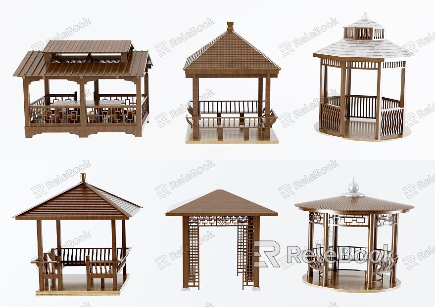 New Chinese pavilion pavilion combination model