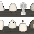Akari and paper table lamp combination 3d model