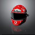 Red Military Combat Helmet With Marboro Vodafone Logos And Reflective Design